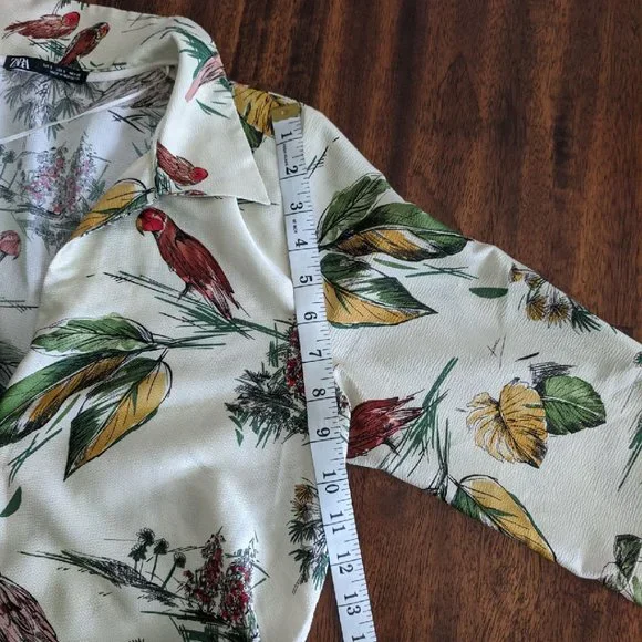 ZARA Tropical Print Duster Shirt Dress Size S - Picture 9 of 15